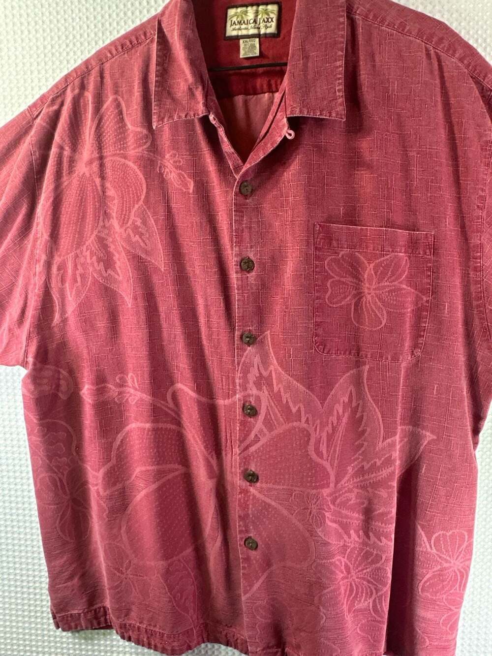 Jamaica Jaxx Authentic Island Style Red 100% Silk Shirt - Picture 2 of 8